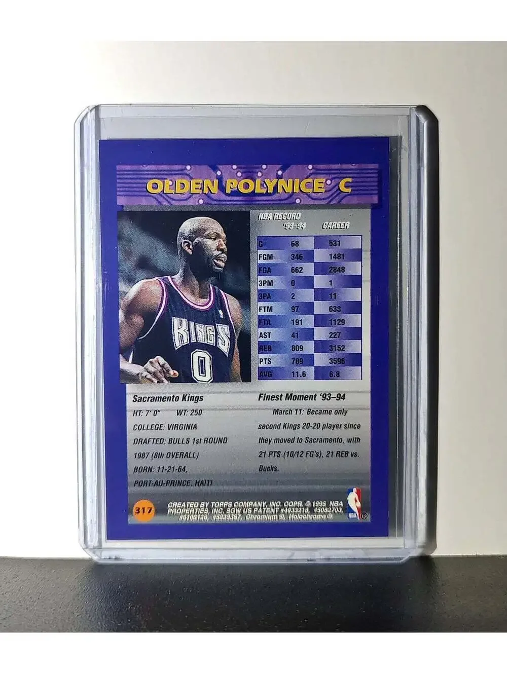 Olden Polynice 1994-95 Topps Finest #317 Basketball Card
